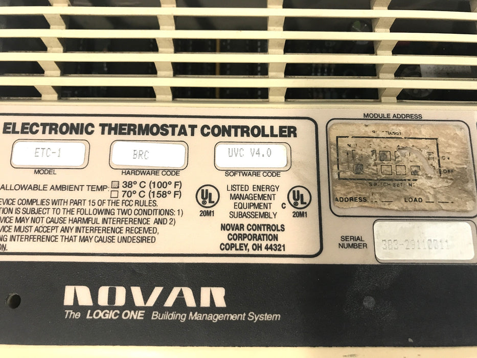 Novar Controls Electronic Thermostat Controller BRC UVC V4.0 ETC-1 USED