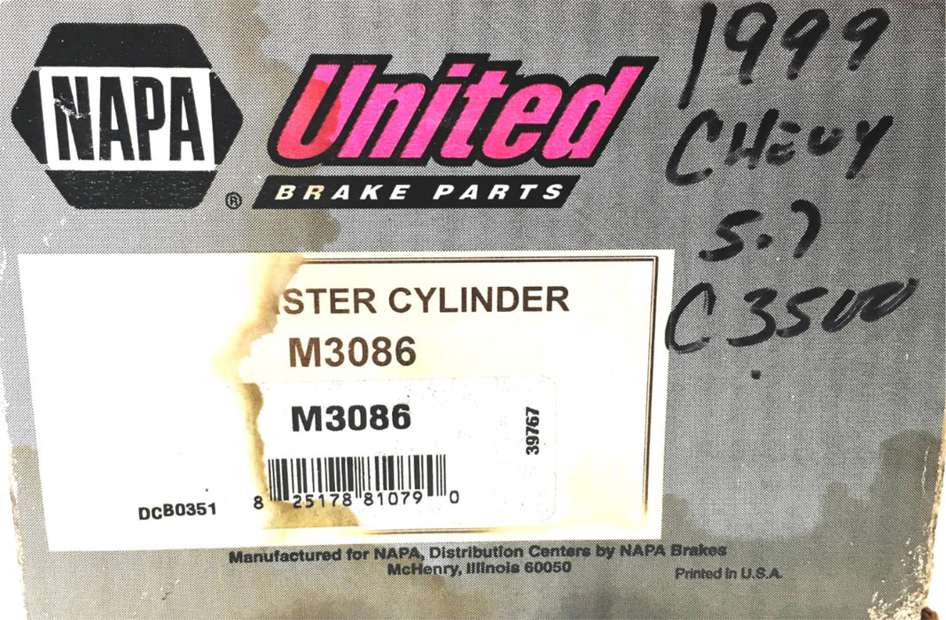 Napa Brake Master Cylinder M3086 USED