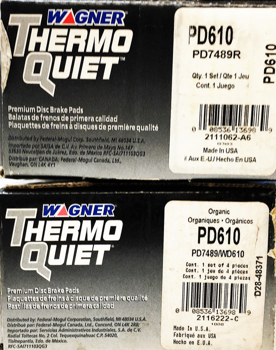 Wagner Thermo Quiet Disc Brake Pads PD610 [Lot of 2] NOS