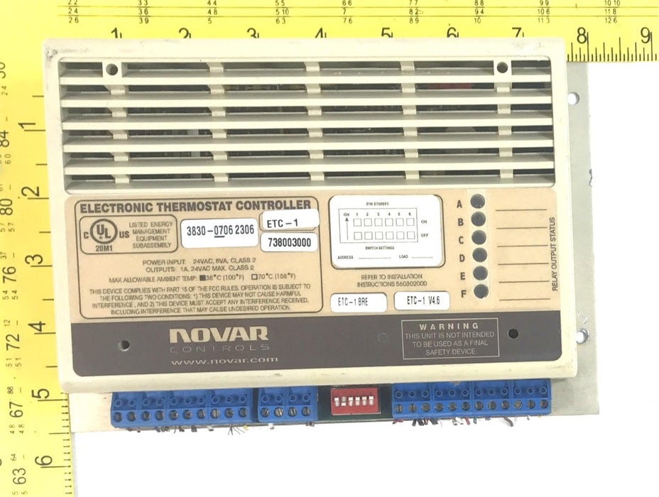 Novar Electronic Thermostat Controller ETC-1 BRE ETC-1V4.6 738003000 USED