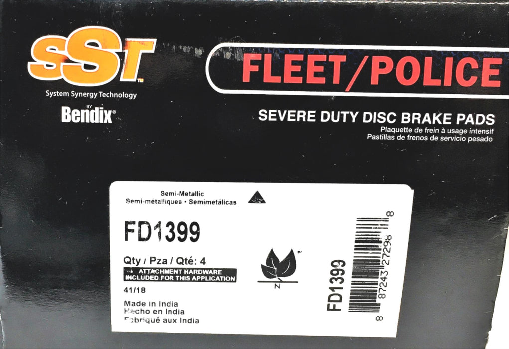 Bendix System Synergy Technology Severe Duty Disc Brake Pads FD1399 NOS