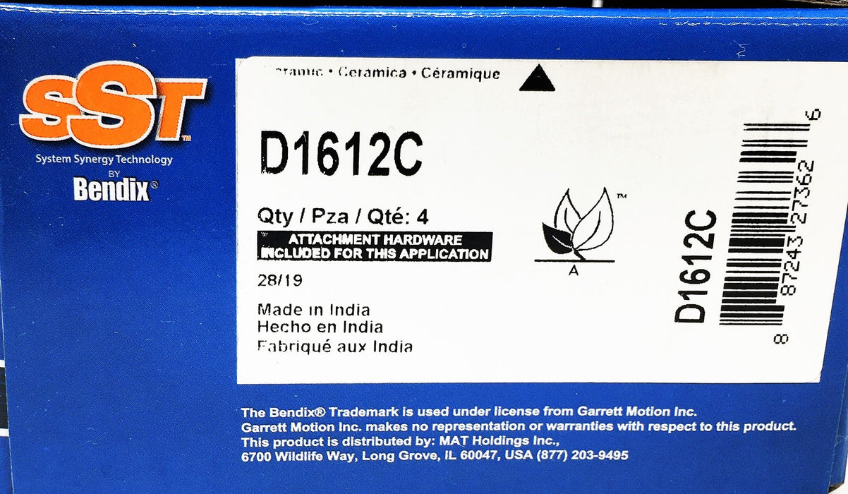 Bendix SST Premium Friction Kit Ceramic Disc Brake Pads D1612C NOS