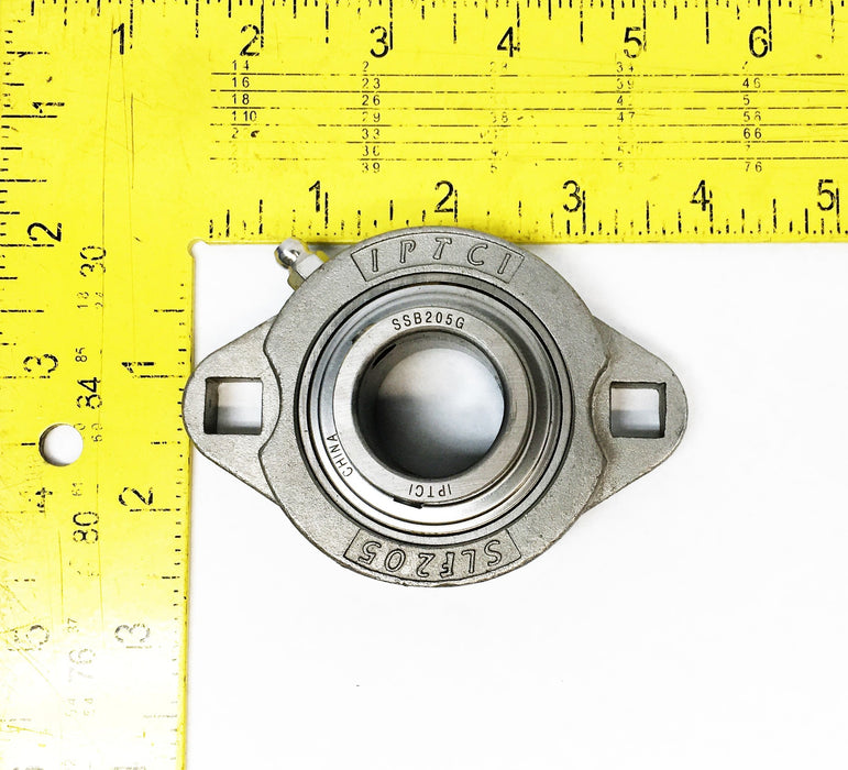 IPTCI Bearings 25MM Set Screw Lock 2-Bolt Flange Bearing SSBSLF205-25MMG NOS