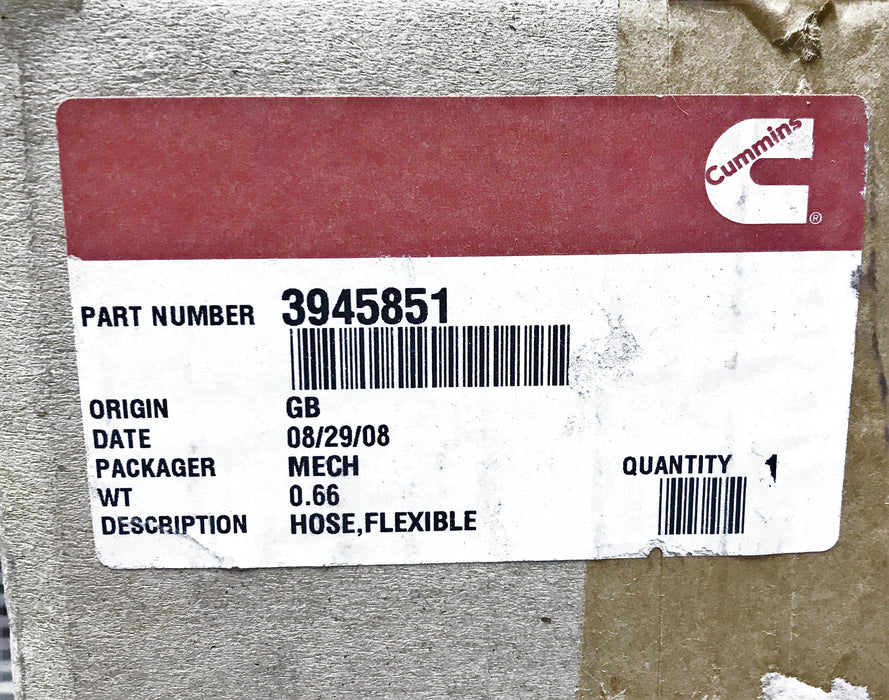 Cummins OEM Flexible Hose Assembly 3945851 NOS