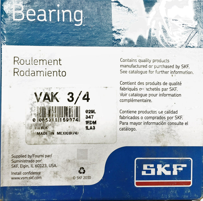 SKF 2-Bolt Bearing Housing VAK 3/4 NOS