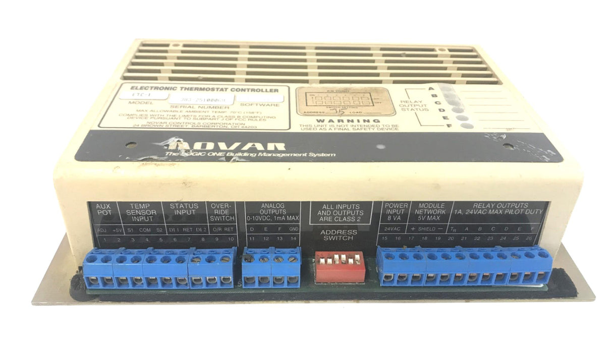 Novar Controls Electronic Thermostat Controller UV V2.9 ETC-1 USED