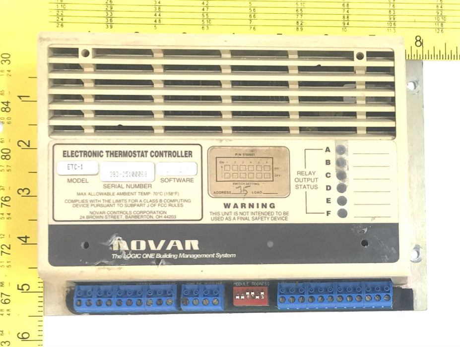 Novar Controls Electronic Thermostat Controller UV V2.9 ETC-1 USED