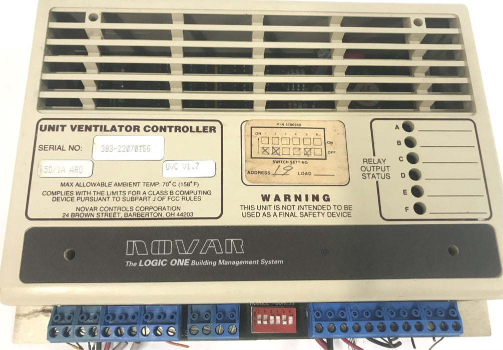 Novar Controls Unit Ventilator Controller UVC V1.7 5D/1A ARO USED