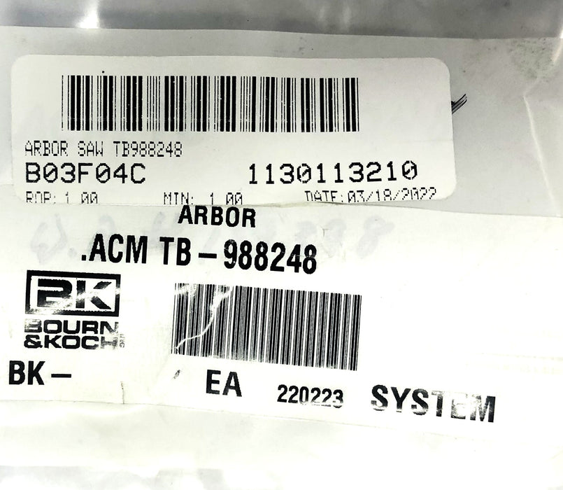 Bourn & Koch 1.18X0.87IN OD 0.79X0.50IN ID Threaded Saw Arbor TB-988248 NOS