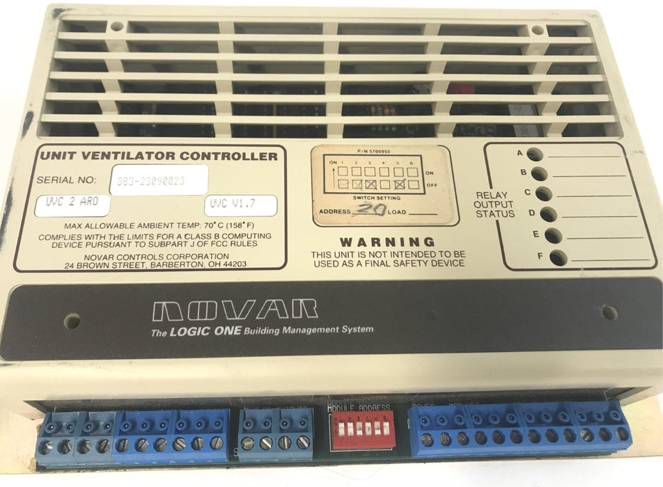 Novar Controls Unit Ventilator Controller UVC V1.7 UVC 2 ARO USED