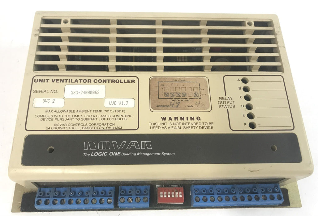 Novar Controls Unit Ventilator Controller UVC V1.7 UVC 2 USED