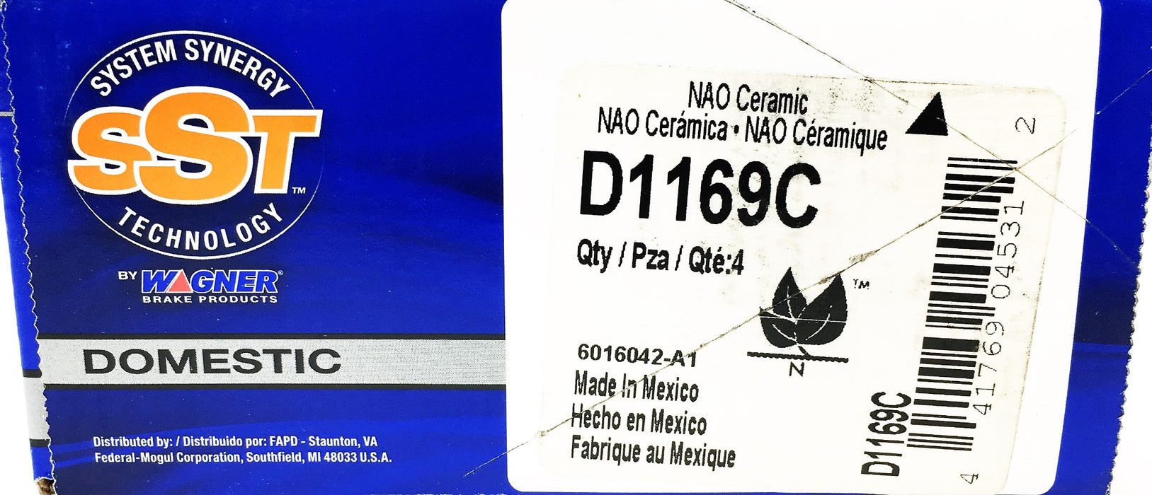 Wagner SST Domestic NAO Ceramic Disc Brake Pads D1169C NOS