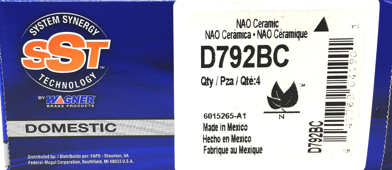 Wagner SST Domestic NAO Ceramic Disc Brake Pads D792BC NOS