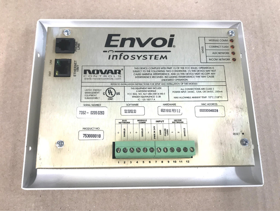 Novar Controls Envoi Infosystem Controller 753000010 USED