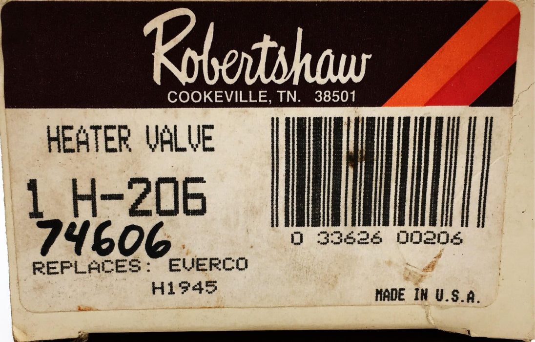 Robertshaw Heater Control Valve H-206 (74606) NOS