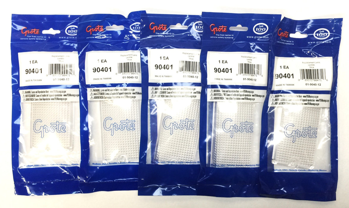 Grote Clear Rectangular Replacement Lens 90401 [Lot of 5] NOS