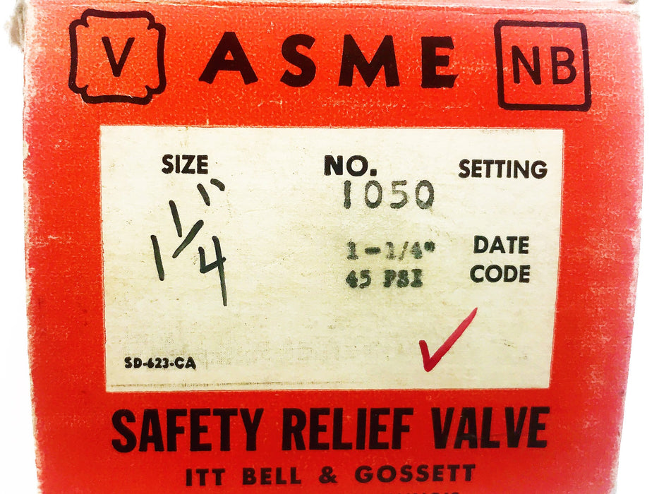 Bell & Gossett 1-1/4" Safety Relief Valve 1050-45 USED