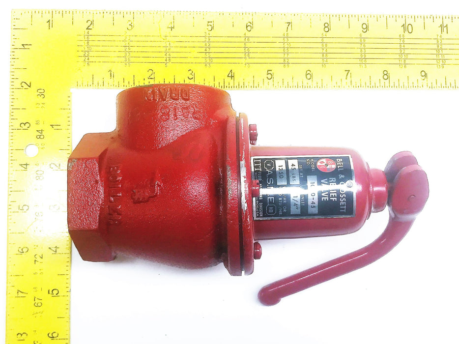Bell & Gossett 1-1/4" Safety Relief Valve 1050-45 USED