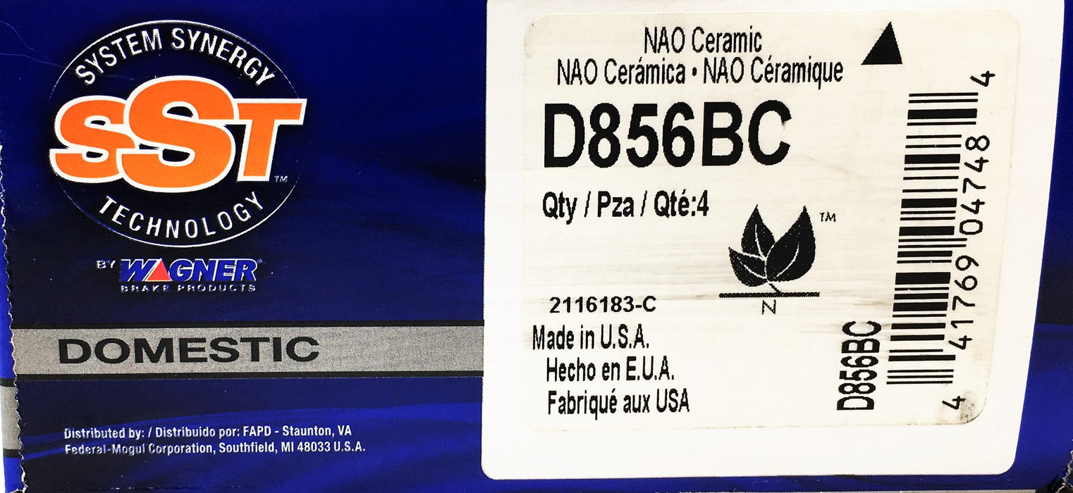 Wagner SST Domestic NAO Ceramic Disc Brake Pads D856BC NOS
