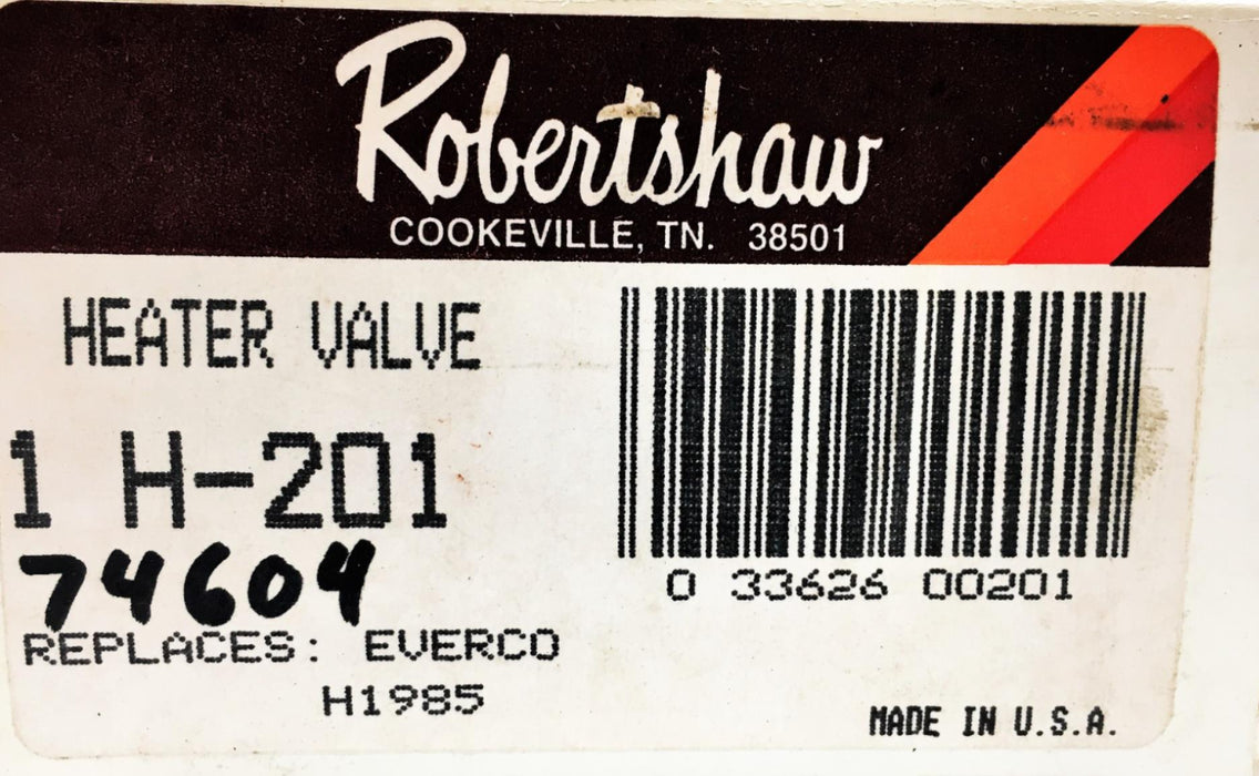Robertshaw Heater Control Valve H-201 (74606) NOS