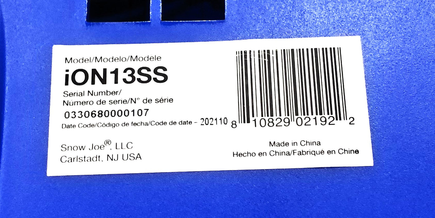 SnowJoe 40V Max 13 Inch Cordless Snow Shovel iON13SS LOCAL PICKUP ONLY USED