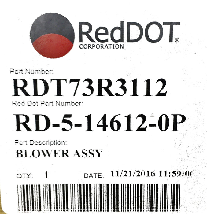 Red Dot Blower Motor Assembly RDT73R3112 (RD-5-14612-0P) NOS