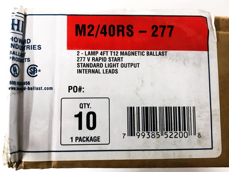 Howard Industries Magnetic Ballast, Box of 10, M2/40RS-277 NOS