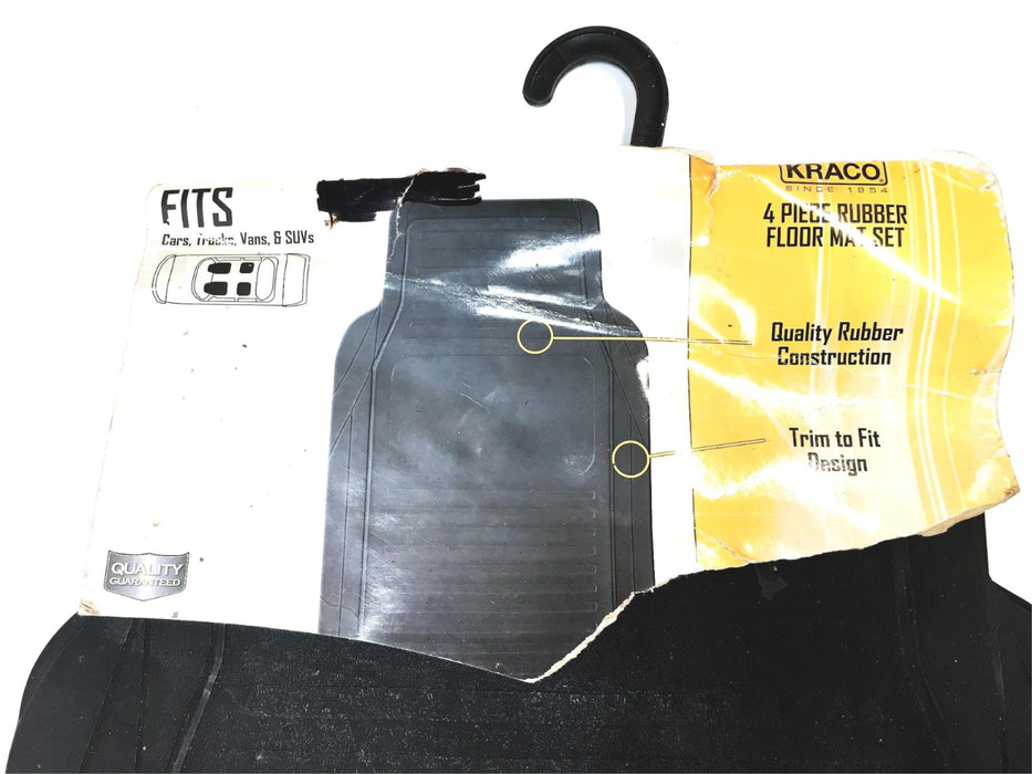 Kraco 4 Piece Black Rubber Floor Mat WM6404 NOS