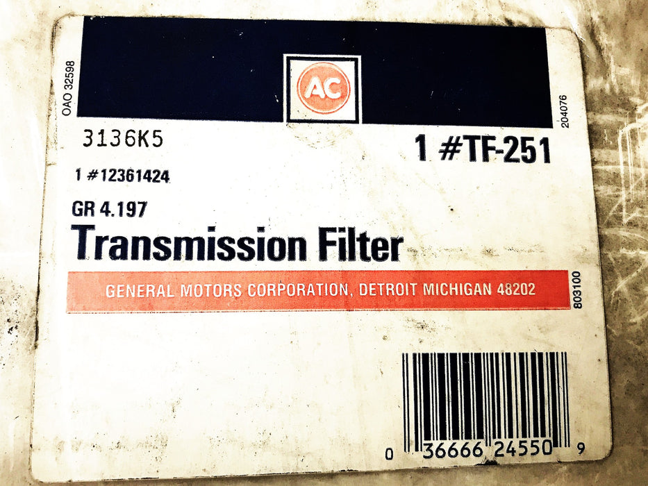 ACDelco Automatic Transmission Filter TF-251 NOS