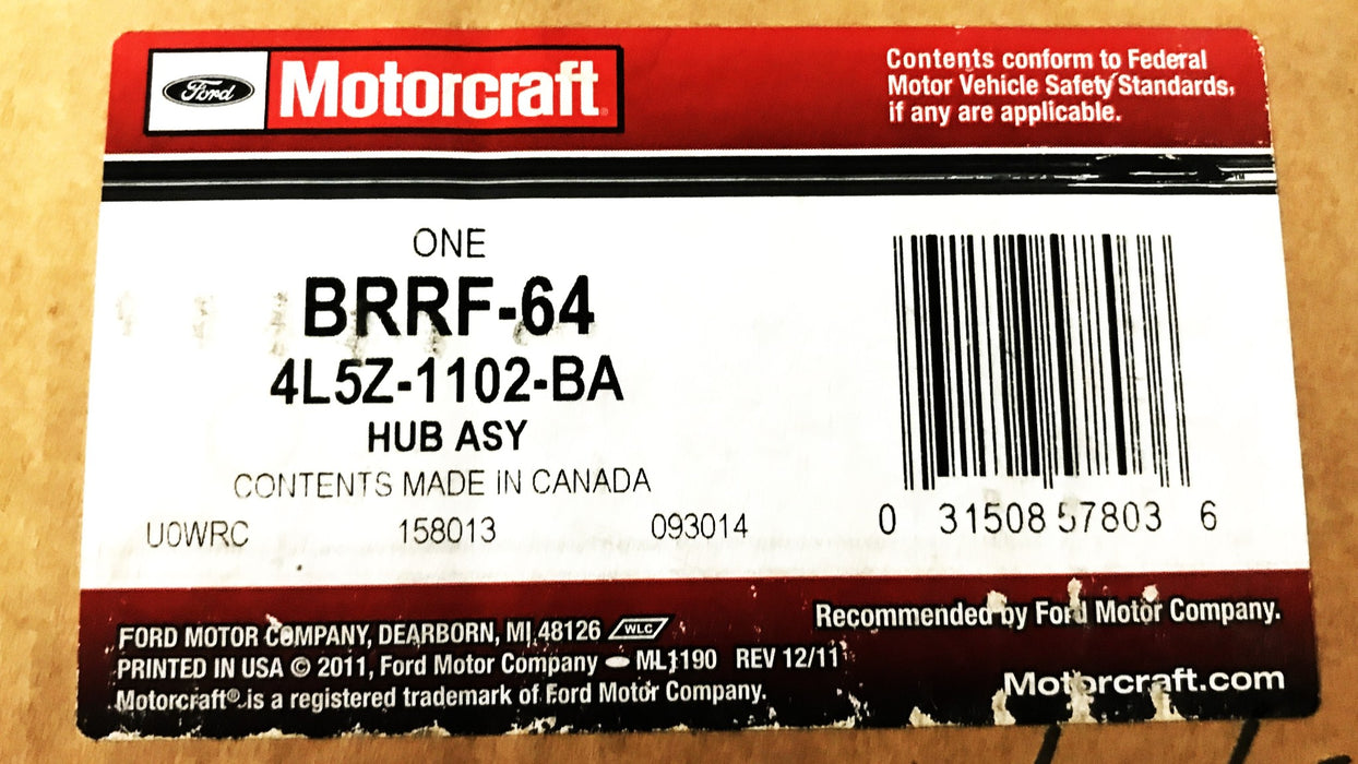 Motorcraft Front Disc Brake Rotor and Hub BRRF-64 NOS