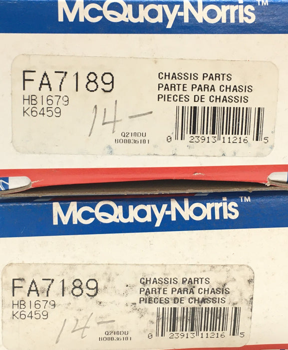 McQuay-Norris Suspension Control Arm Bushing Kit [Lot of 2] FA7189 NOS