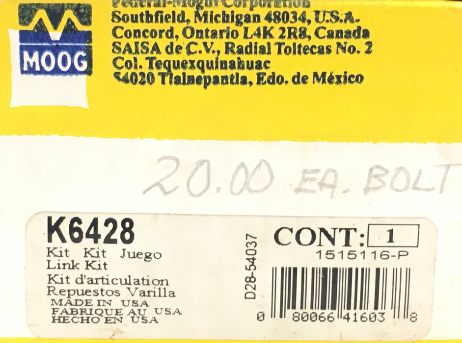 Moog Suspension Stabilizer Bar Link Kit K6428 NOS