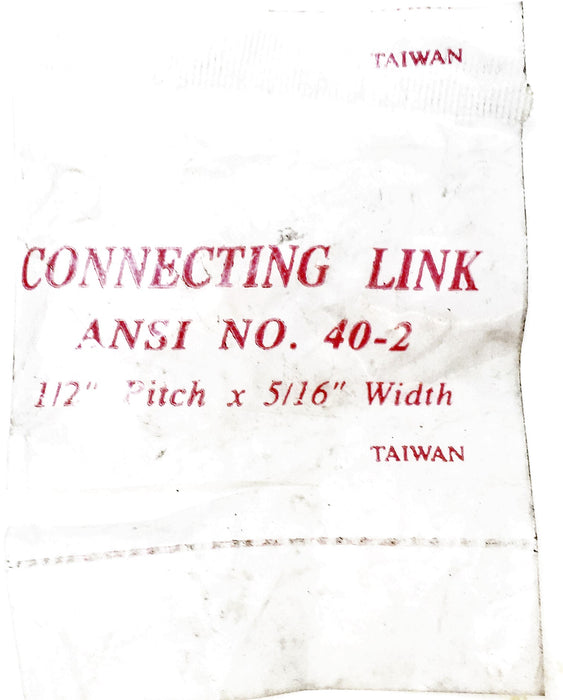 Unbranded 1/2 IN Pitch 5/16IN Width Connecting Link 40-2 (40SS) [Lot of 3] NOS