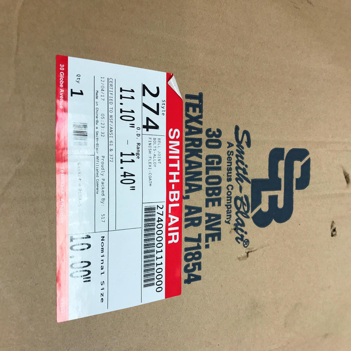 Smith-Blair 11.10-11.40" OD 10.00" Nominal Bell Joint Style 274 NOS