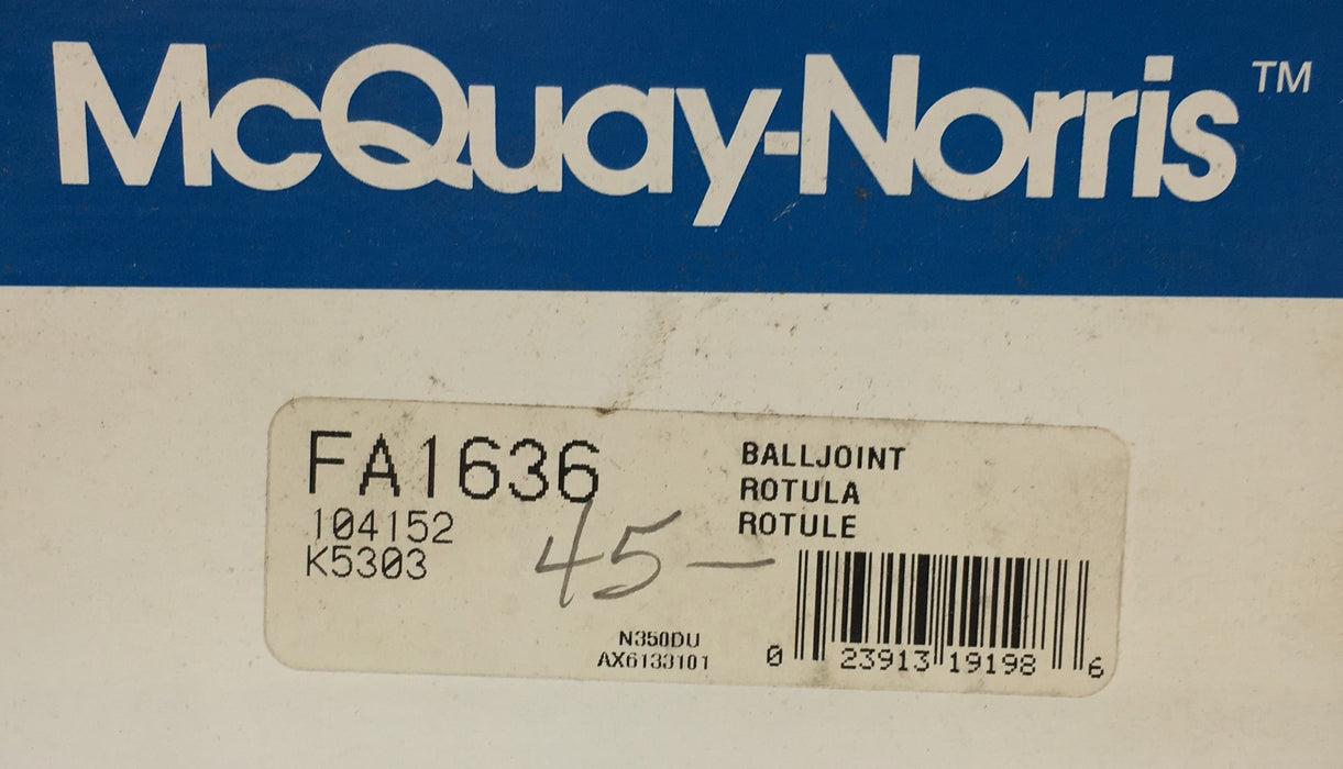 McQuay-Norris Suspension Ball Joint FA1636 NOS