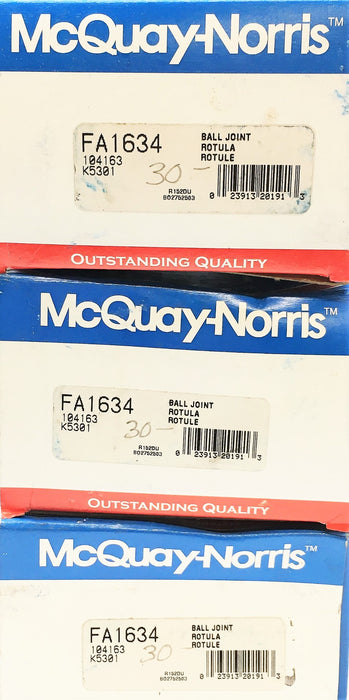 McQuay-Norris Suspension Ball Joint [Lot of 3] FA1634 NOS