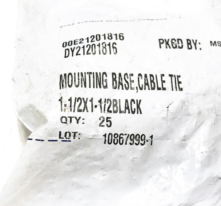 Partsmaster 1-1/2" X 1-1/2" Adhesive Cable Tie Base DY21201816 [Lot of 25] NOS