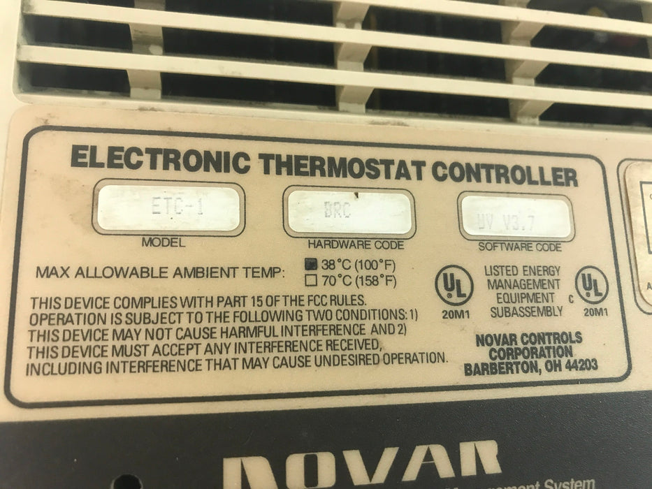 Novar Controls Electronic Thermostat Controller (BRC/UV V3.7) 738003000 USED
