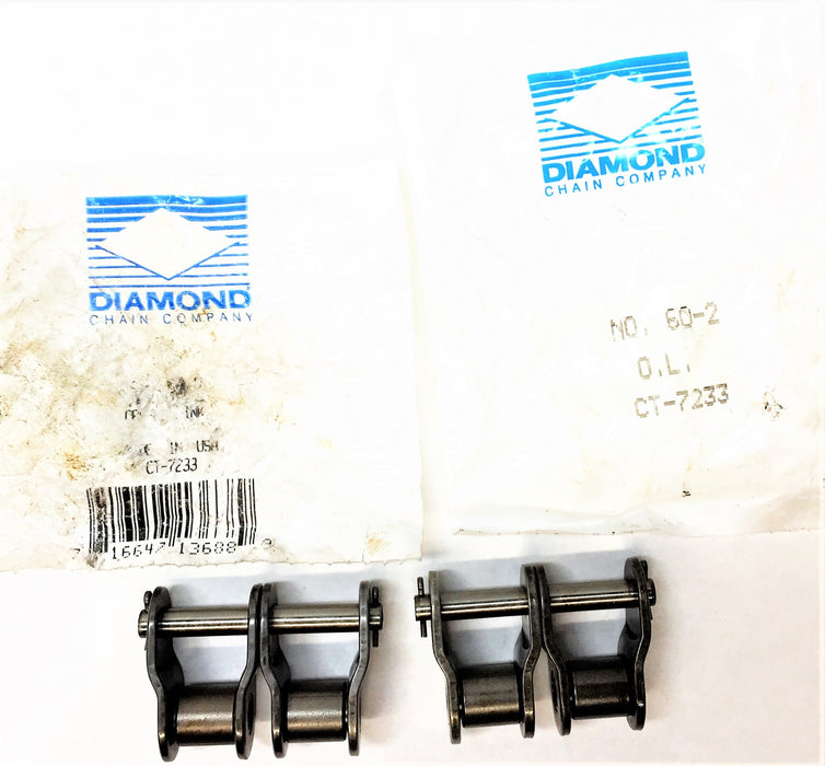 DIAMOND CHAIN COMPANY 60-2 Offset Chain Link CT-7233 [Lot of 2] NOS