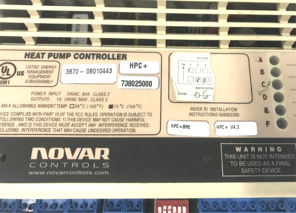 Novar Controls HPC+ Heat Pump Controller (HPC+BRE/HPC+V4.3) 738025000 USED