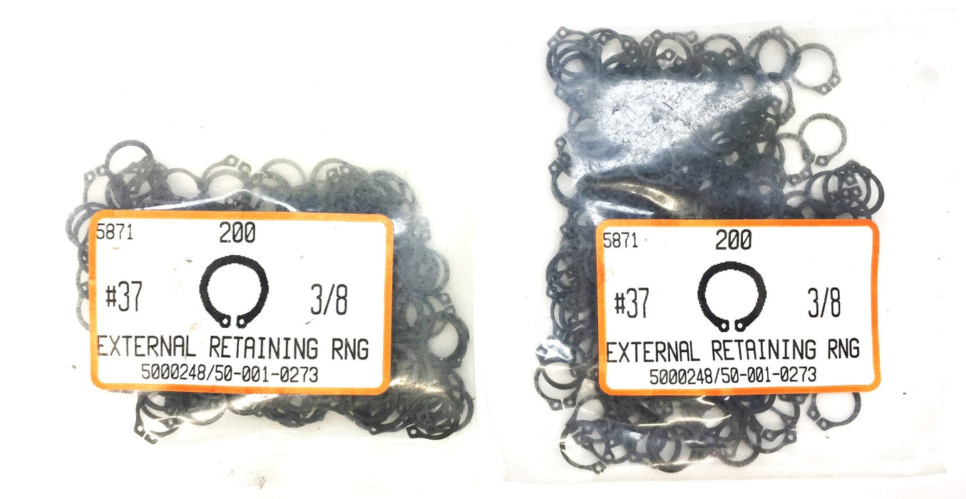 Unbranded 3/8" External Retaining Ring Pack #37 (200pcs) [Lot of 2] NOS