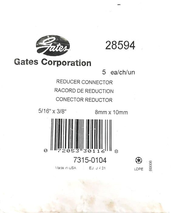 Gates Hose Connector 28594 [Lot of 4] NOS