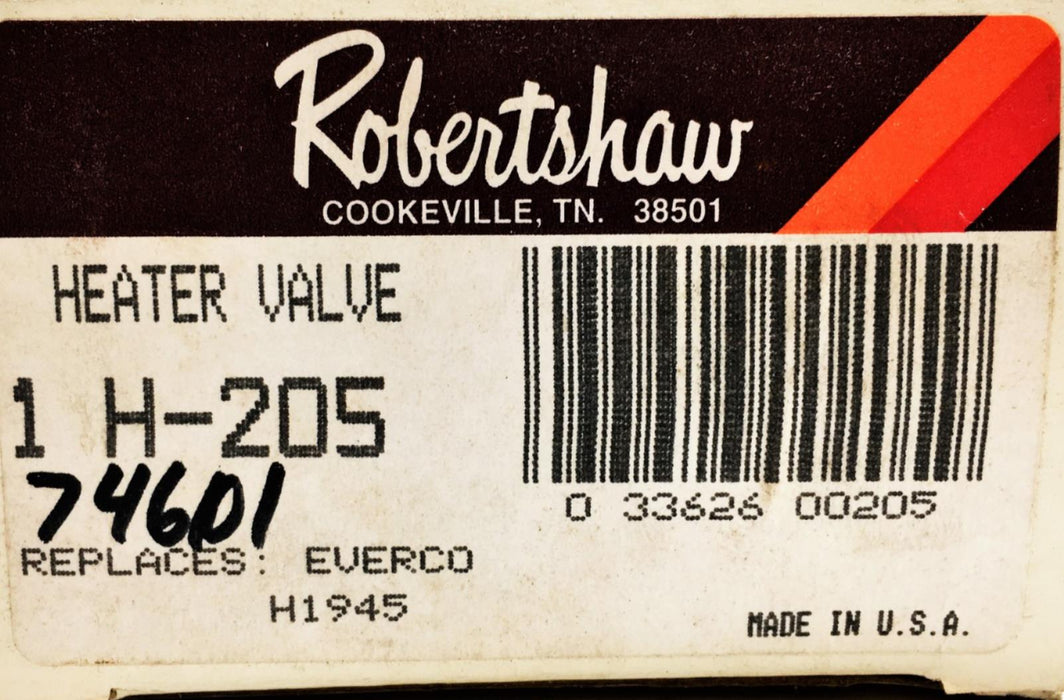 RobertShaw Heater Control Valve H-205 NOS