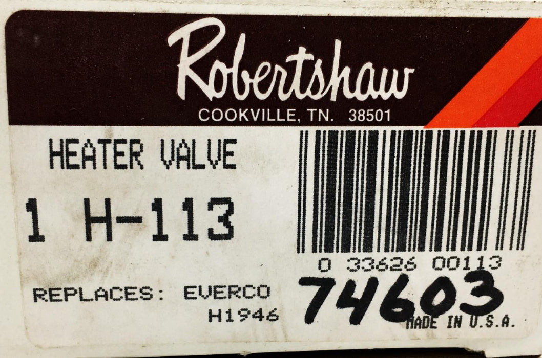 RobertShaw Heater Control Valve H-113 NOS