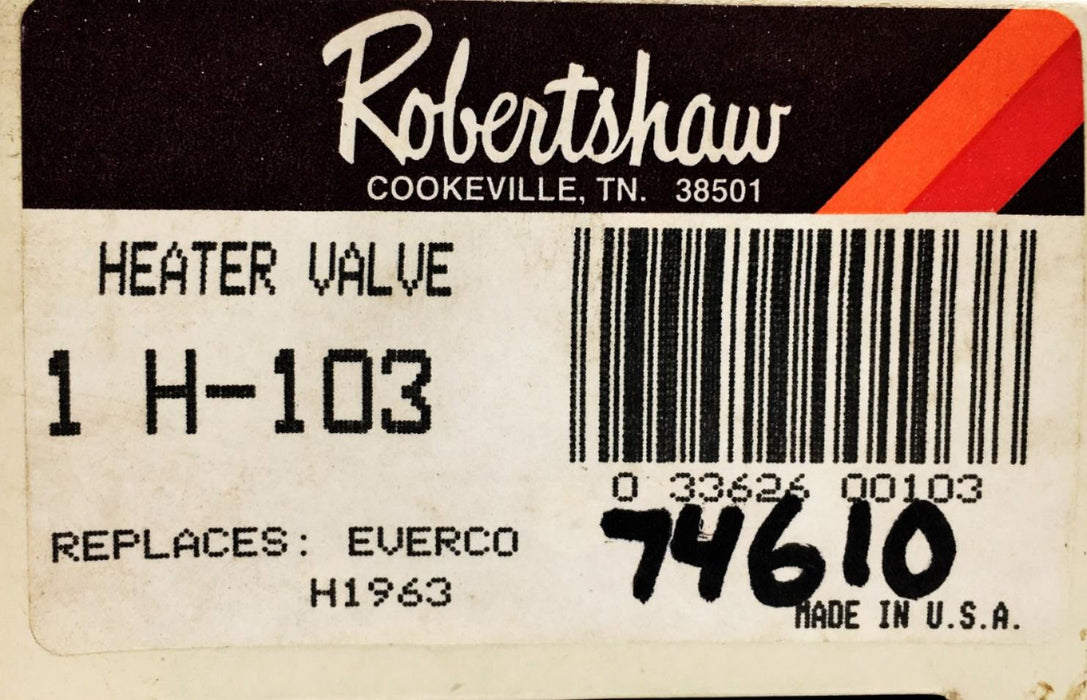 RobertShaw Heater Control Valve H-103 (H-1963) NOS