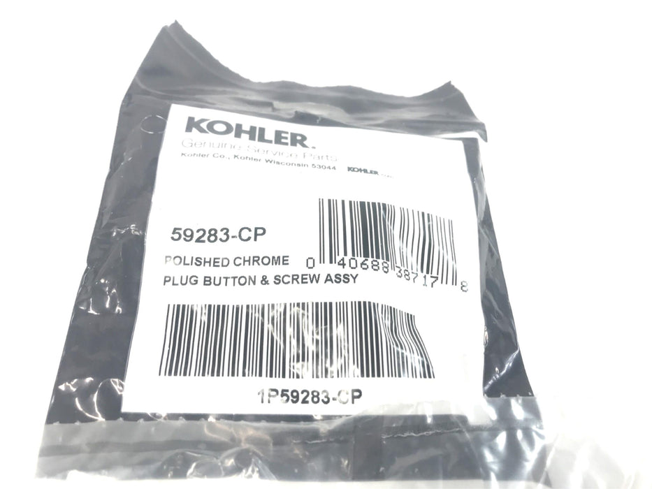 Kohler Polished Chrome Plug Button & Screw Assy 59283-CP NOS