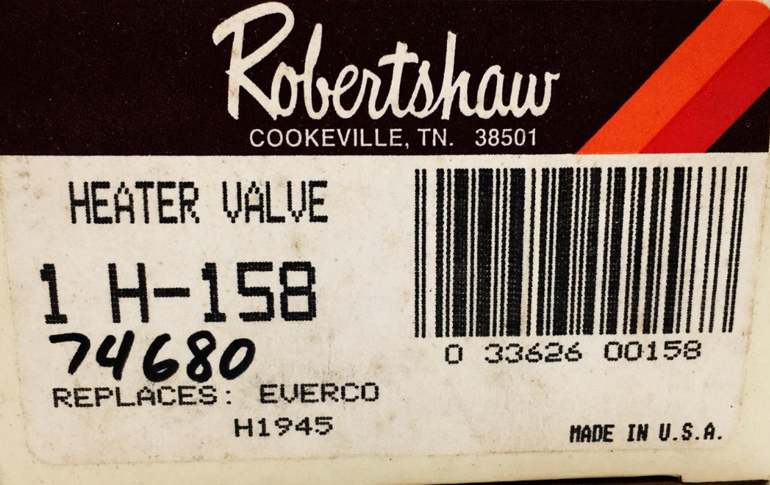 RobertShaw Heater Control Valve H-158 NOS