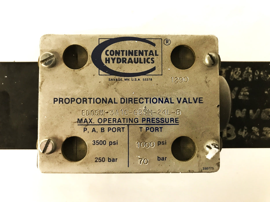 Continental Hydraulics Proportional Direction Valve EDO5M-3A1C-GB511-24L-B USED