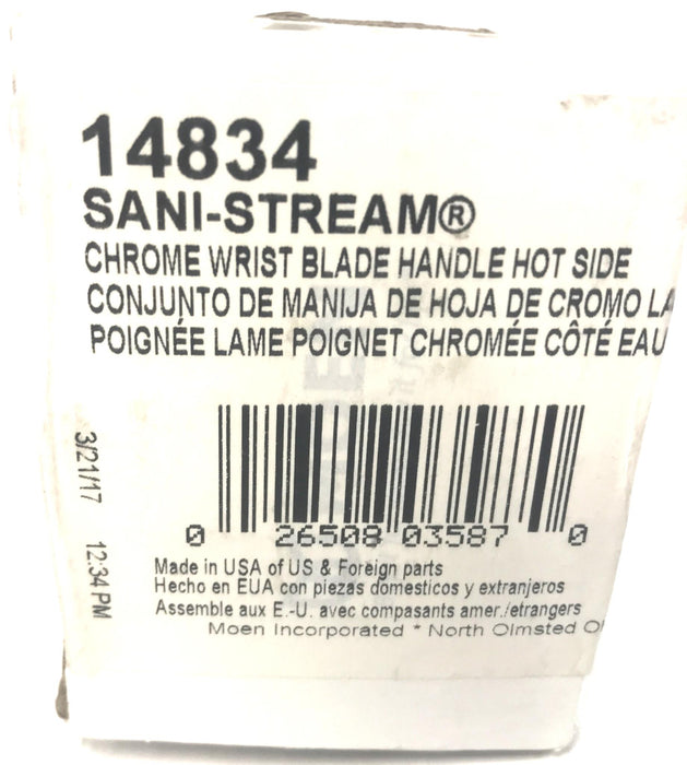 Moen Chrome Wrist Blade Handle Kit Hot Side 14834 NOS