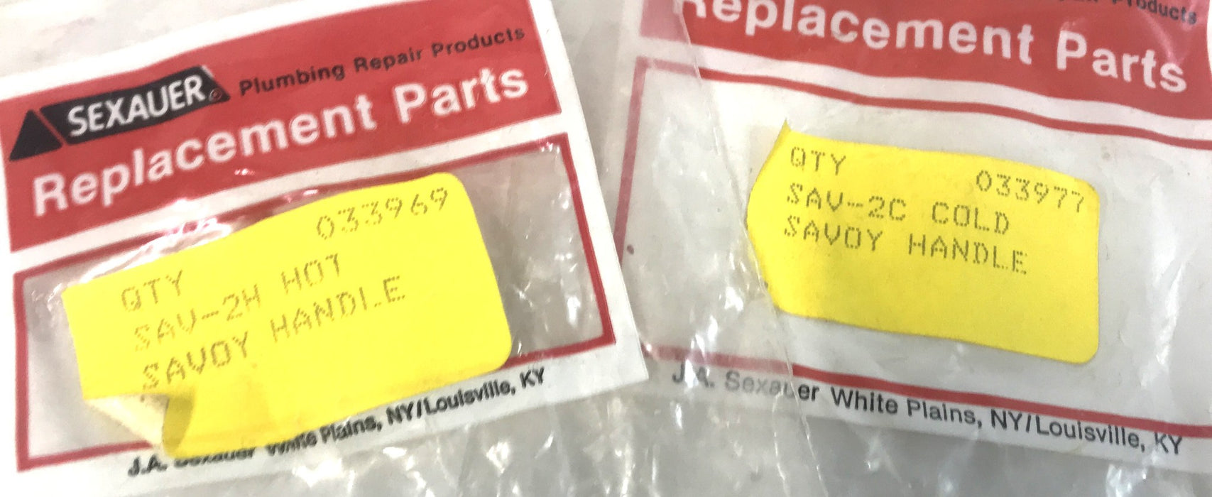 Sexauer/Savoy Handle Set Hot/Cold 033969/033977 (Sav-2H/SAV-2C) [Lot of 2] NOS